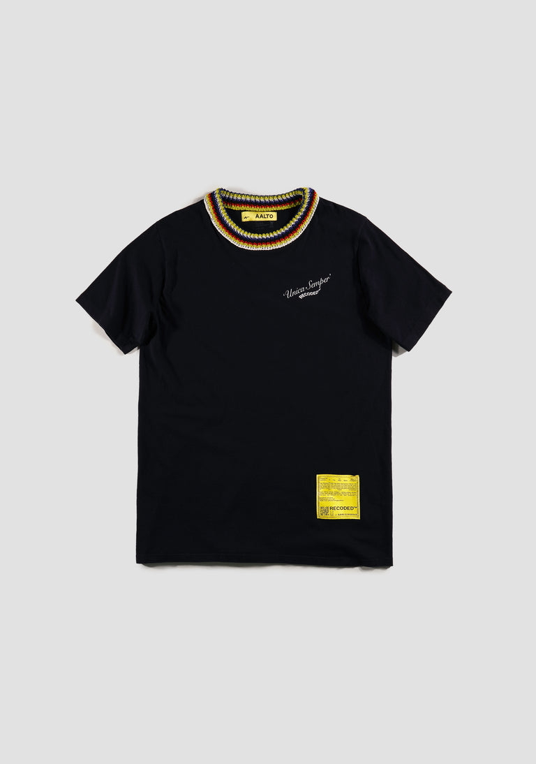 KNIT RIB COLLAR TEE