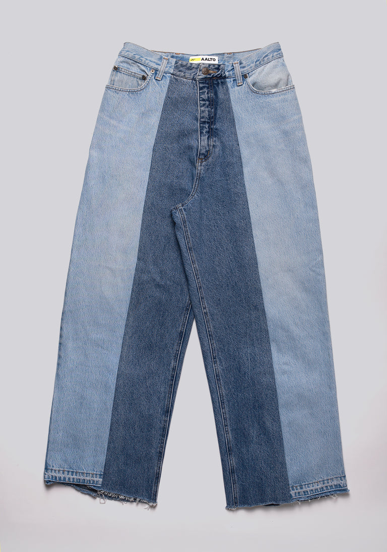 Large Biais Cut Split Denim