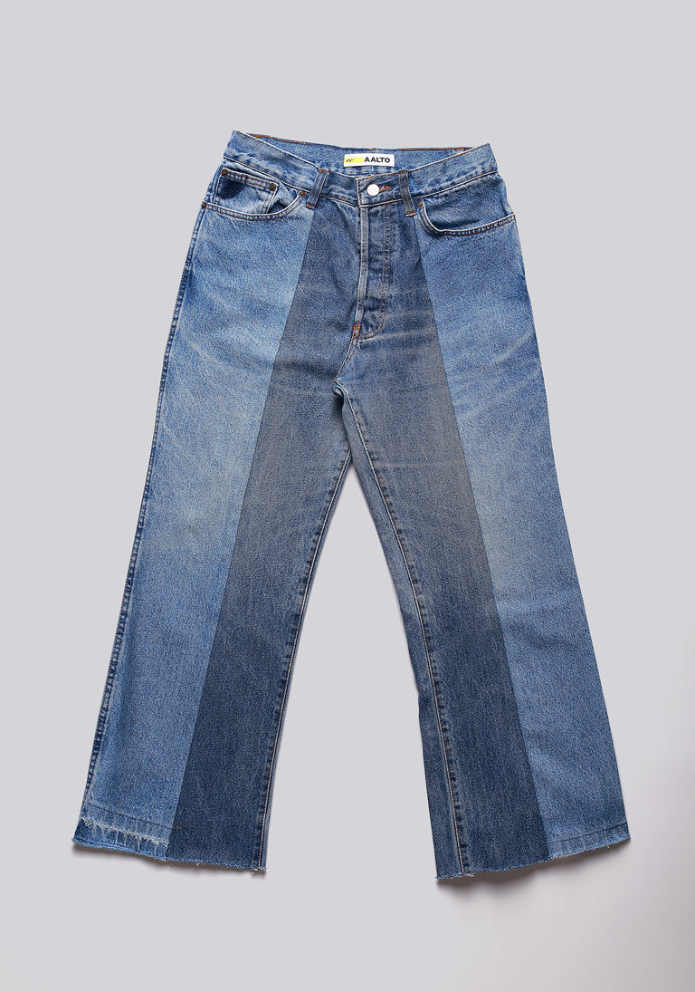 Large Biais Cut Split Denim