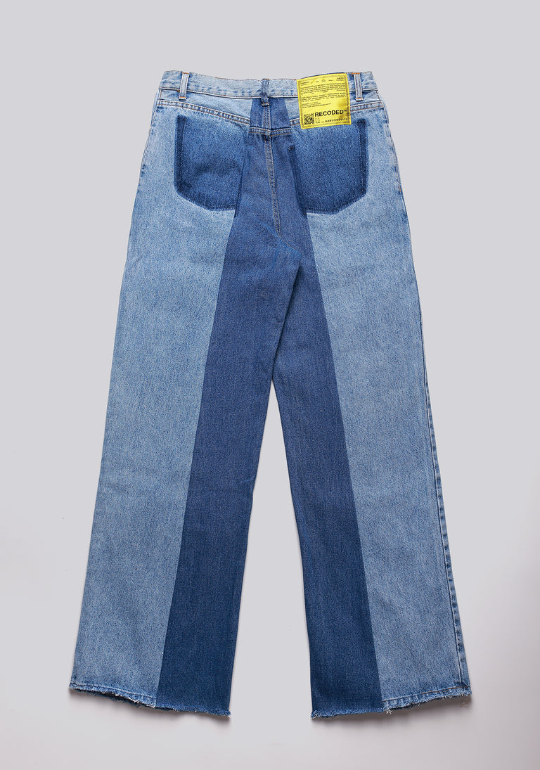 Large Biais Cut Split Denim