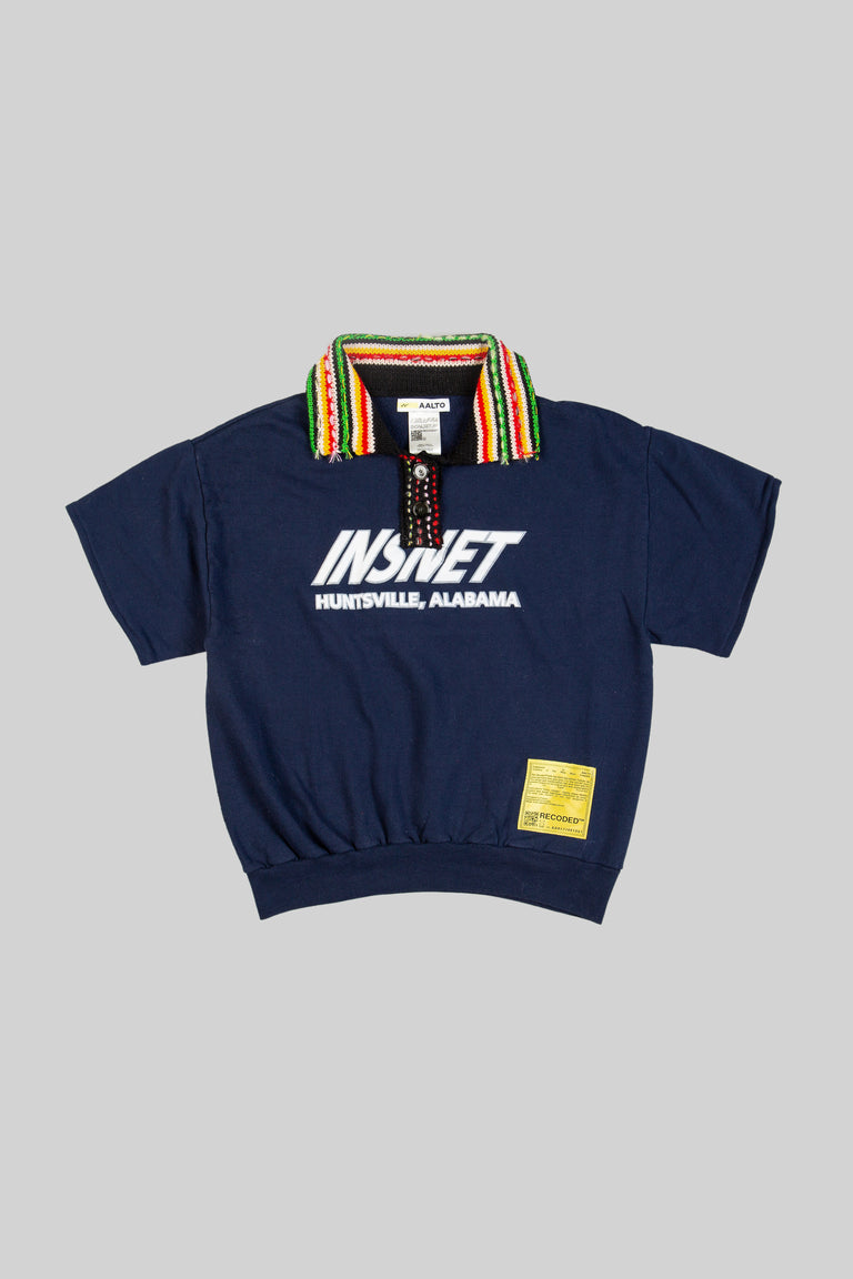 Knit Polo Collar Varsity Sweatshirt