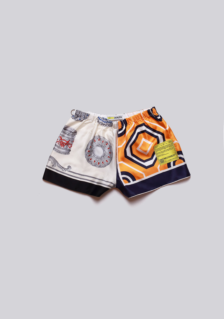 Silk Scarf Split Elasticated Short
