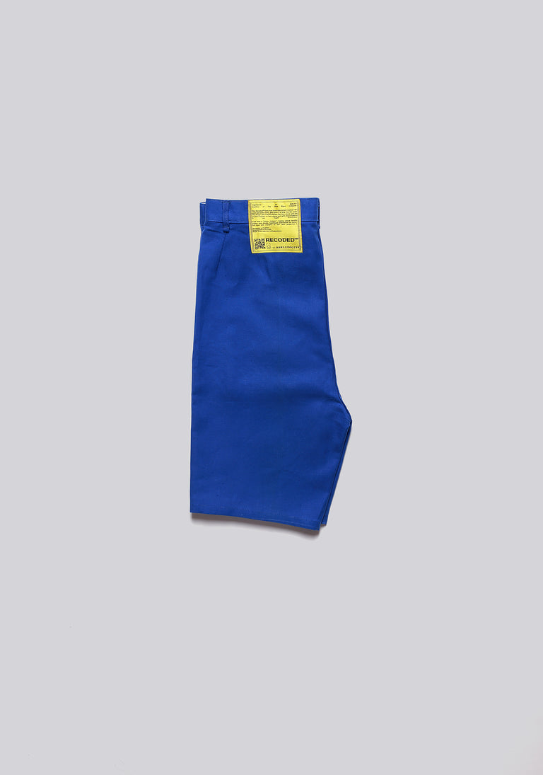 Worker Blue Front Pleat Shorts